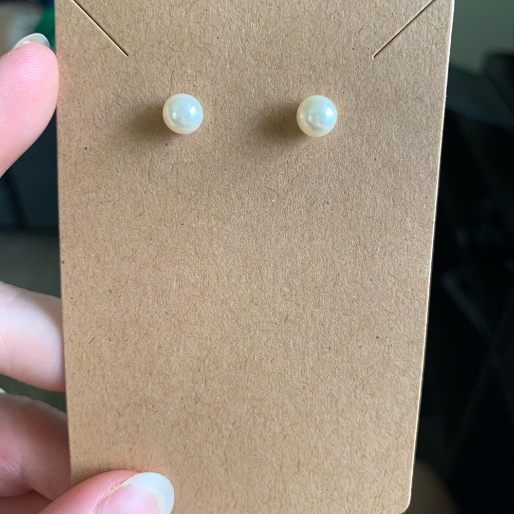 Small Pearl Earring Studs. With earring backs